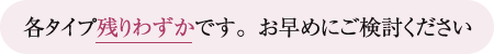 各タイプ残りわずかです。お早めにご検討ください